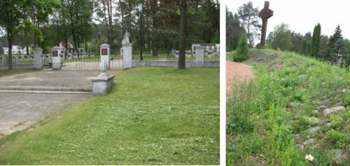 Sutvarkytos tarybinių karių kapinės ir apleista šalia jų esančių tremtiniams skirto kryžiaus aplinka. Kas valdo Anykščius?  Vidmanto ŠMIGELSKO nuotr.