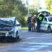 Smūgio būta stipraus – automobilio priekis visiškai sumaitotas.Jono JUNEVIČIAUS nuotr.