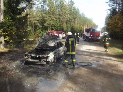 Ugniagesiai gelbėtojai užgesino tik metalo laužu virtusį automobilio kėbulą.Autoriaus nuotr.