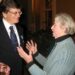 Mokytoja S. Pakalnienė su mokslininku istoriku prof. habil. dr. Antanu Tyla Anykščių koplyčioje 2009-ųjų rudenį. T. Kontrimavičiaus nuotrauka.