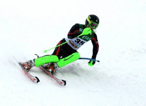 Olimpietis Rokas Zaveckas slalomo trasoje. Autoriaus nuotr.