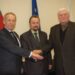 Iš kairės - būsimas savivaldybės adminsitracijos direktorius Antanas Baura, bei postus ketinantys išsaugoti meras Sigutis Obelevičius ir vicemeras Donatas Krikštaponis. www.anyksciai.lt nuotr.