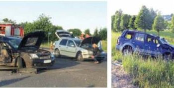 „Opelis“ sugebėjo visureigį „nuvaryti“ į griovį.Anykščių policijos komisariato nuotr.