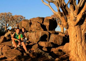 Dariaus Gudelio ir jo žmonos, žurnalistės Neringos Skrudupaitės aistra - kelionės. Ši nuotrauka iš Namibijos, po kurią pora keliavo prieš Naujuosius metus. Nuotrauka iš D.Gudelio ir N.Skrudupaitės archyvo.