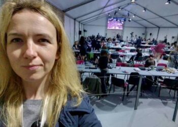 Ernesta Žukauskaitė Fatimoje kartu su įvairių šalių žurnalistais.