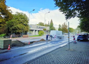 Šioje J. Biliūno gatvės perėjoje, kuri šiuo metu kaip tik yra tvarkoma, buvo partrenkta ir sužalota garbaus amžiaus anykštėnė.