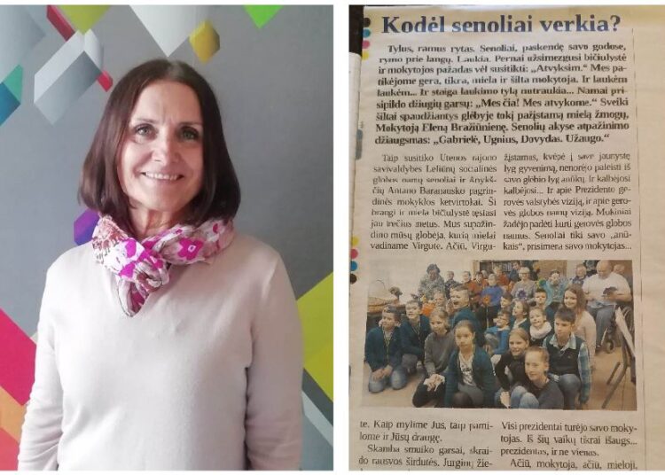 Anykščių Antano Baranausko pagrindinės mokyklos pradinių klasių mokytoja Elena Bražiūnienė rūpinasi ir savo mokinių ryšiu su seneliais: skatina jų tarpusavio ryšį, negana to, keliauja aplankyti ir senolius senelių namuose. Ši iniciatyva 2016 metais sulaukė dėmesio ir „Utenos dienoje“.