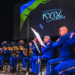 Kijevo akademinio pučiamųjų orkestro „Kyiv Orchestra“ padėkos koncertas prasidėjo Lietuvos ir Ukrainos himnais. 						        Jono JUNEVIČIAUS nuotr.