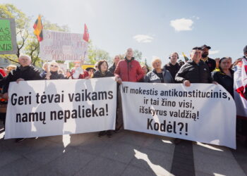 Praėjusį sekmadienį Vilniuje, Katedros aikštėje susirinkusi daugiatūkstantinė minia protestavo prieš mokesčių padidinimą. 				           Skirmanto LISAUSKO/ BNSnuotr.