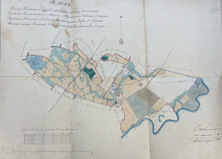 1888 metų Peniankų dvaro valdos planas.