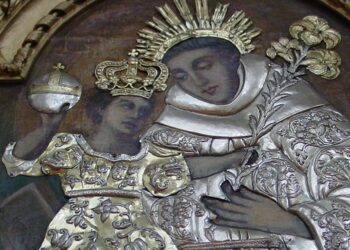 Stebuklingomis galiomis garsėjantis Šv. Antano paveikslas Troškūnų bažnyčioje. Autoriaus nuotr.