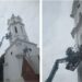 Dažant varpinės stogą ir sienas nesuskaičiuojamą daugybę kartų į aukšybes kilo modernaus keltuvo „krepšyje“ įsitaisę meistrai...