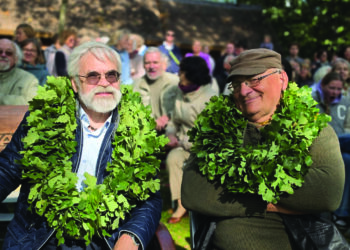 Du šių metų Didžiosios ir Mažosios Vaižganto premijų laureatai – Vladas Braziūnas ir Raimondas Guobis.