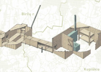 Doc. dr G. Vėliaus ir R. Vėliūtės atlikta K. Mindaugo srities štabo bunkerio rekonstrukcija. Piešinys iš V. Vaitkevičiaus ir A. Petrauskienės knygos Lietuvos partizanų valstybė psl. 195